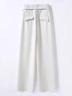 Female Formal Straight Suit Pants Women Office High Waist Wide Leg Pantalones With Belt Spring Fall Korean Casual Loose Calca