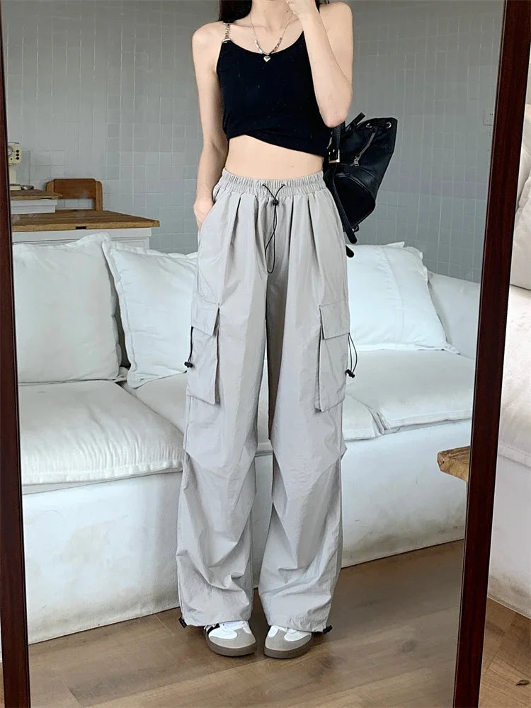 High Waist Wide Leg Workwear Pants Women's Spring 2024 Loose Sun Protection Casual Sports Thin Style Fashionable Trousers