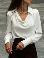 Fashion Elegant Solid Color Lapel Neck Shirt Female 2025 Spring Summer Simple Style Tops Women's Comfortable Casual Loose Blouse