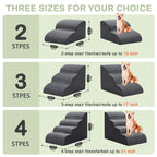 Curved Dog Stairs Ramp for High Beds 19.7" H, 4-Step Dog Steps for Small Dogs and Cats, Pet Stairs for High Bed Climbing, Grey