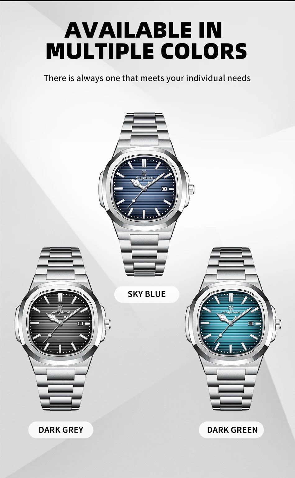 PENGAGAR Trend Men's Watches Classic Fashion Original Quartz Watch for Man Square Dial Waterproof Luminous Date Wristwatch Reloj