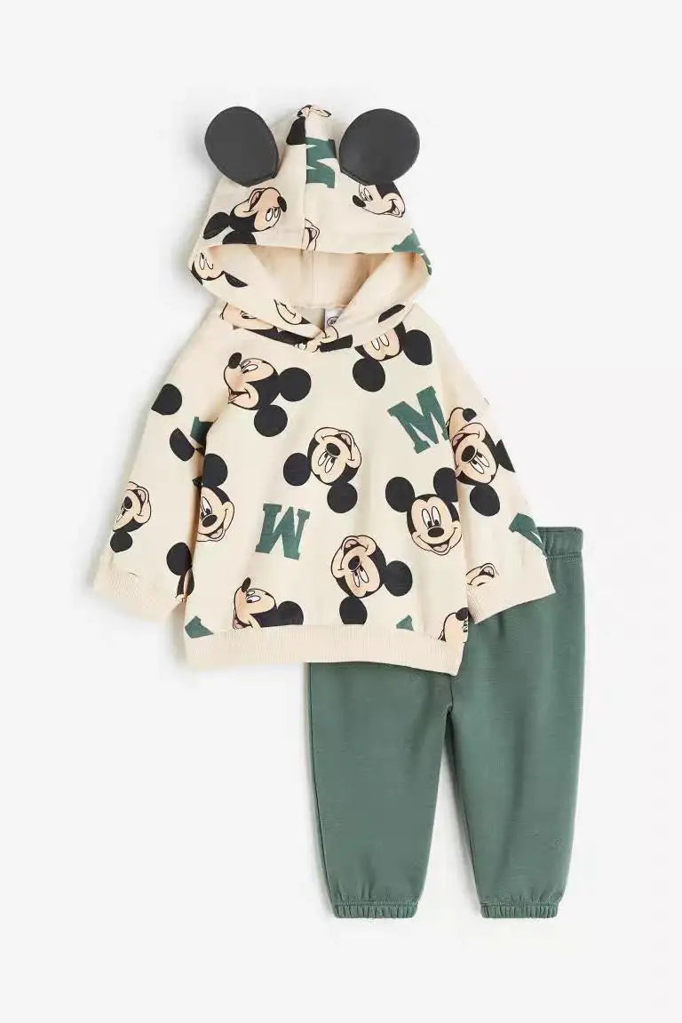 Girls Cartoon Trendy Clothing Mickey Minnie Full Print Hooded Tops Toddler Boys New Autumn Costume Casual Fashion Sweatshirts