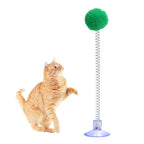 1pc Random Color Cat Feather Spring Ball Toy with Suction Cup Interactive Cat Teaser Wand Cat Toy Cat Scratcher Toy Cat Supplies