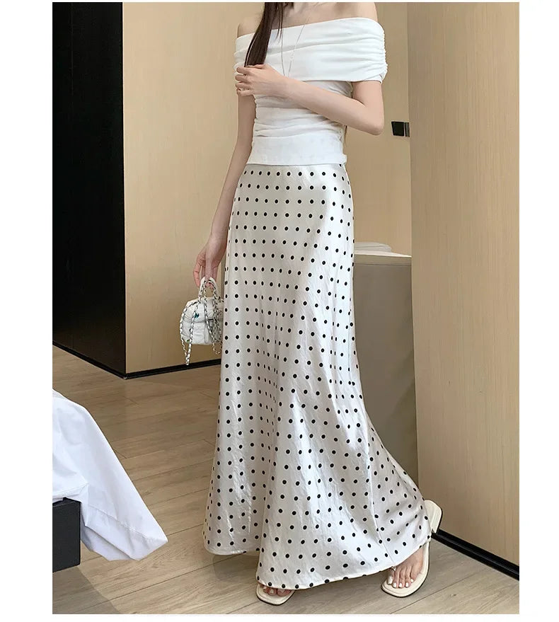 Spring 2025 High-Waisted Hoop Skirt Women's Vinegar Slimfish Tail Skirt A- Line Flared Hip Covering Long Dress