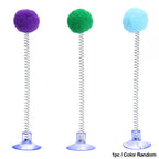 1pc Random Color Cat Feather Spring Ball Toy with Suction Cup Interactive Cat Teaser Wand Cat Toy Cat Scratcher Toy Cat Supplies