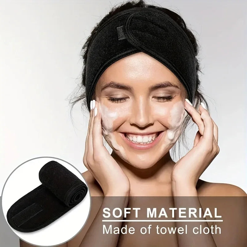 Women's Adjustable Wide Headband Velcro Sports Yoga Headband Face Wash Makeup Double layer Headband Beauty Strap