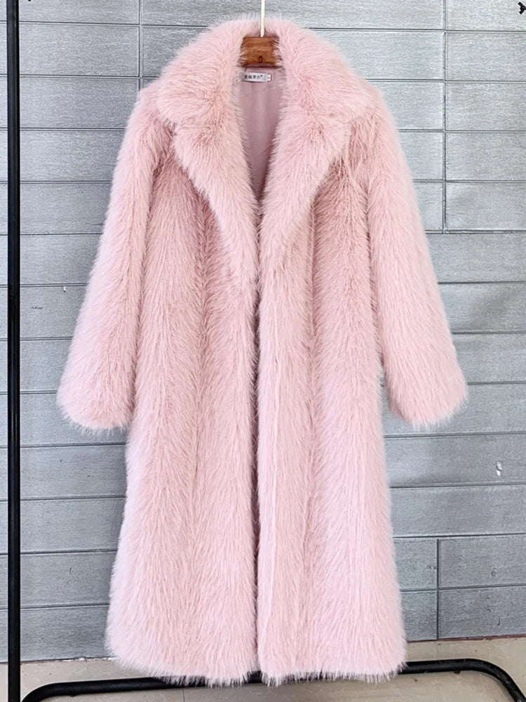 Tossy Winter Fur Feather Loose Overcoat Women's Fashion Pocket Solid Commute Streetwear Jacket Ladies Luxury Patchwork Coat 2025