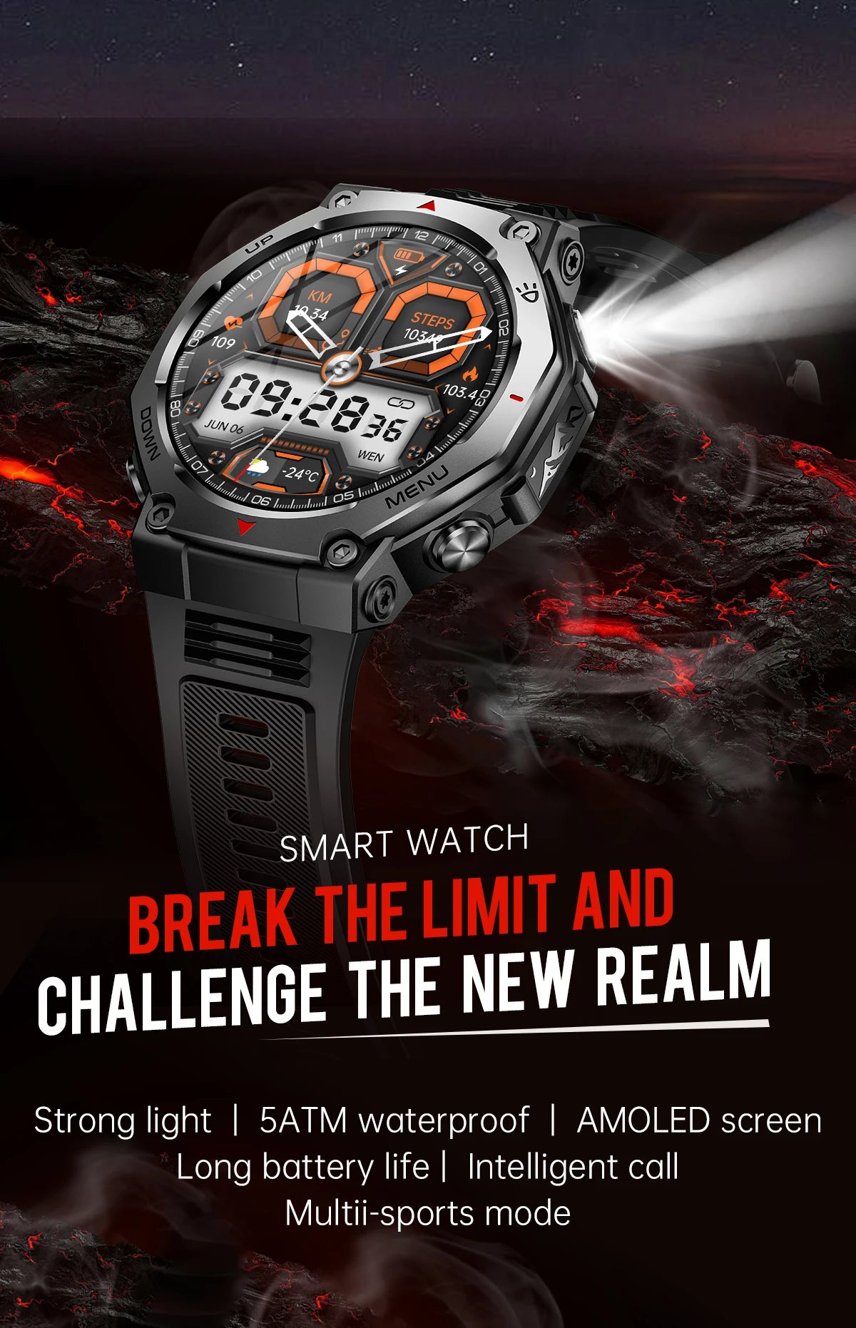 LIGE New 1.43 inch AMOLED Screen Smart Watch 525mAh Big Battery BT Call IPX8-5ATM Waterproof Sports Health Monitoring Smartwatch