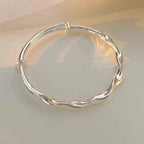 New Twist Bracelet Bangle Women Wave Bright Surface Ins Fashion Push Pull Adjustable Bangle Jewelry Y2K Accessories