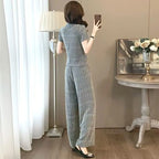 Fashion suit women's summer new style high-end feeling new Chinese style short sleeved top+casual wide leg pants two-piece set