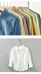2025 Spring New Casual 100% Cotton Long Sleeve Shirt for Men Multi-color Simple Solid Color Classic Daily Shirts CM6651