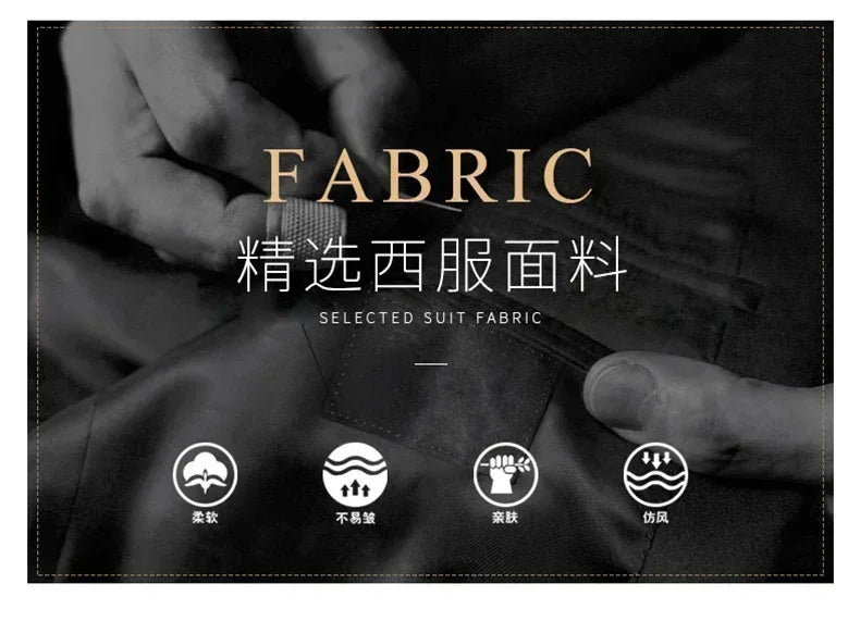 S-8XL New  (Blazer+ Pants) Men's Fashion Business Gentleman Trend Slim-fit Casual Wedding Travel Plus-size Solid Color Suit
