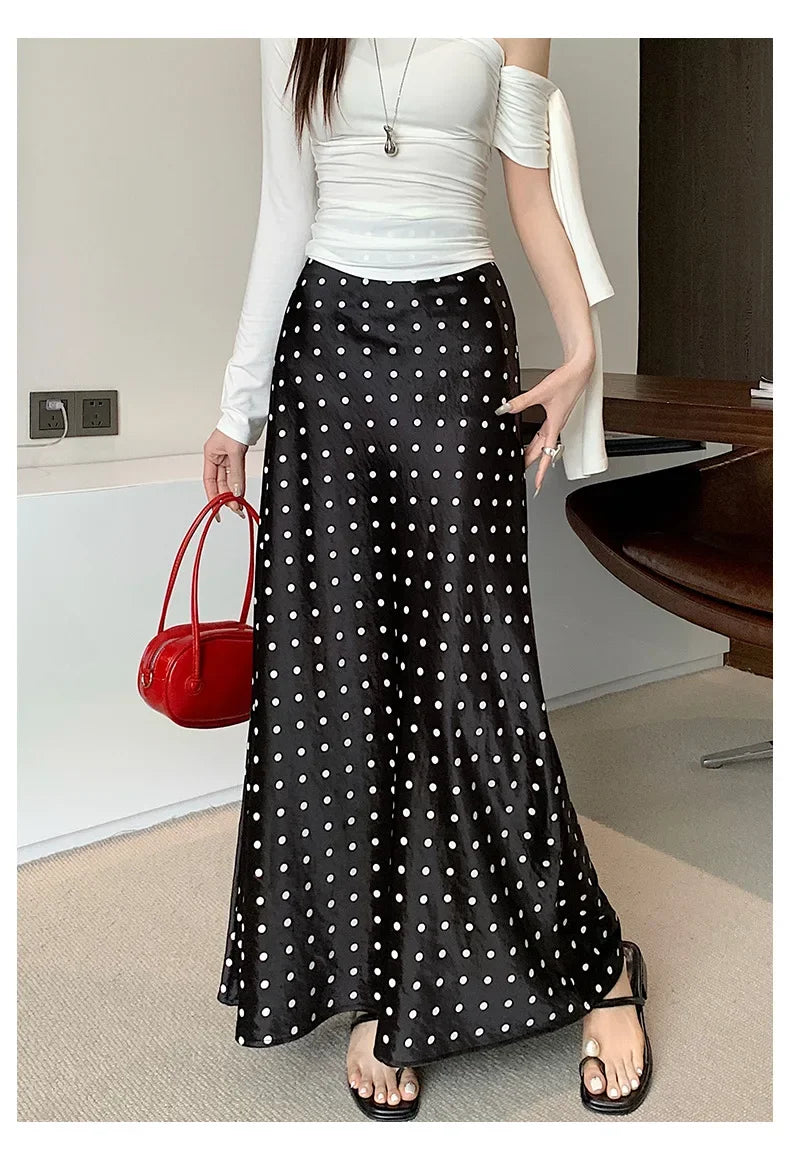 Spring 2025 High-Waisted Hoop Skirt Women's Vinegar Slimfish Tail Skirt A- Line Flared Hip Covering Long Dress