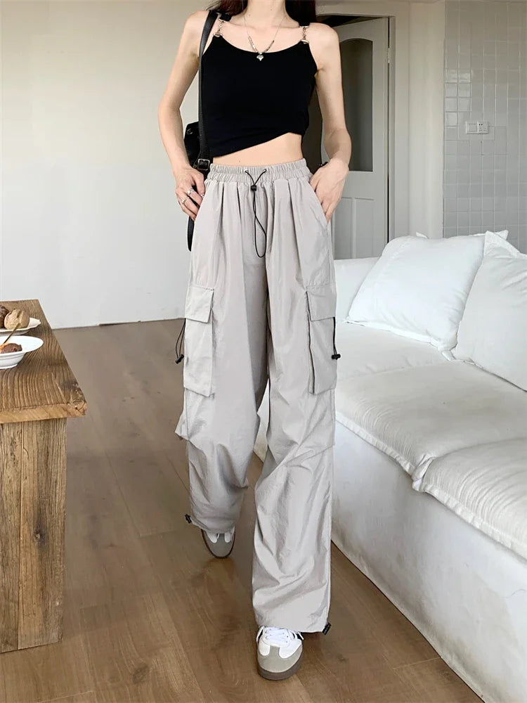 High Waist Wide Leg Workwear Pants Women's Spring 2024 Loose Sun Protection Casual Sports Thin Style Fashionable Trousers