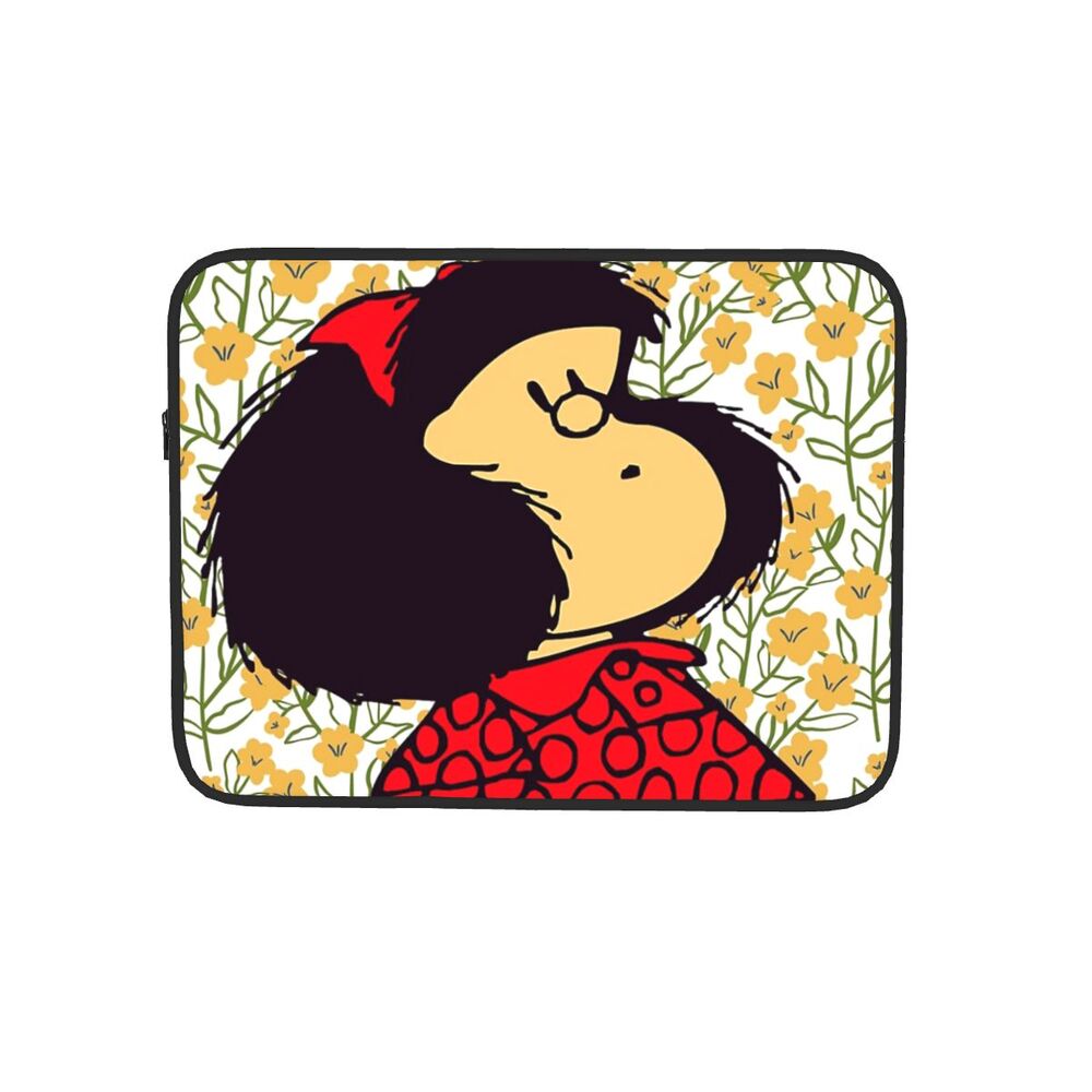 Laptop Notebook Bag Case Mafalda And Flowers Computer Sleeve Case Kawaii Cartoon 10 12 13 15 17 Inch Shockproof Case Bag