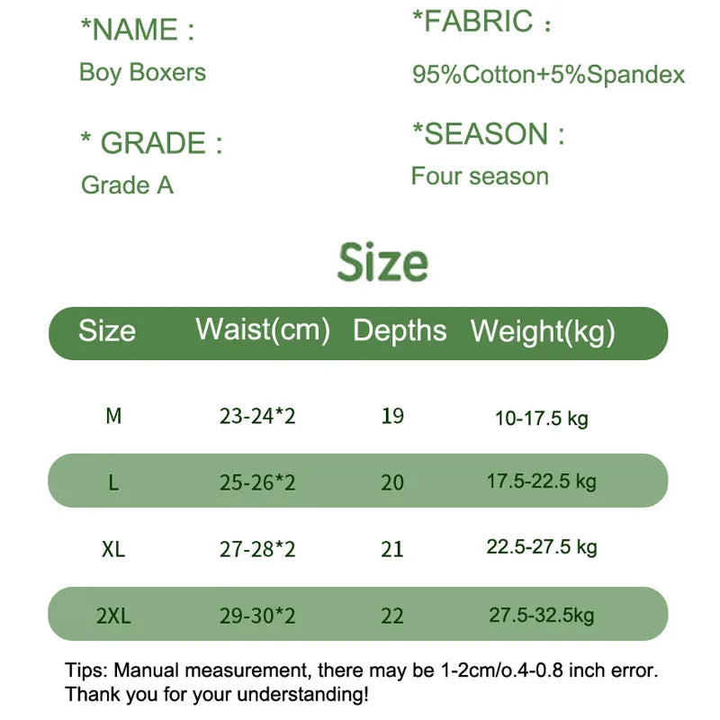 4Pcs Boys Boxers Breathable Children Boxer Briefs Cotton Cozy Comfy Kids Underwear Dinosaur Patterns Toddler Knickers 2-13Years