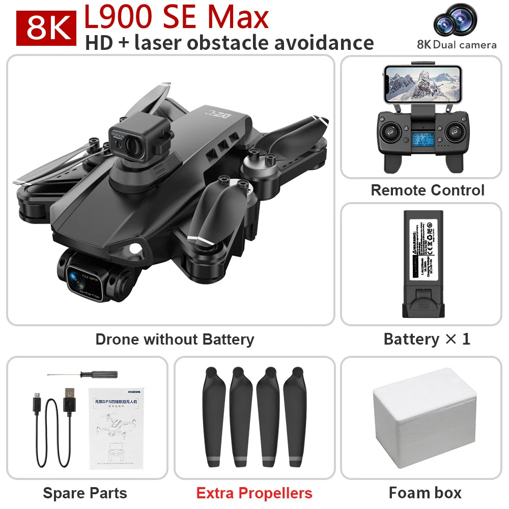 2025 L200 Pro Max GPS Drone 5KM 8K Professional HD Dual Camera 2-Axis Gimbal Obstacle Avoidance Brushless Foldable RC Quadcopter
