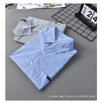 2025 Spring Summer New Casual Striped Cotton Short Sleeve Shirts for Men Clothing Soft Turn-down Collar Shirts DCC03