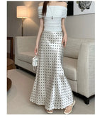 Spring 2025 High-Waisted Hoop Skirt Women's Vinegar Slimfish Tail Skirt A- Line Flared Hip Covering Long Dress