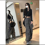 Bla Summer Thin Wide Leg Workwear Pants Qui Dry Jazz Dance Loose Fit Sports Casual Straight Leg Trousers for Women