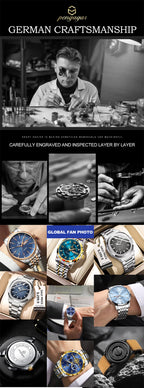 PENGAGAR Trend Men's Watches Classic Fashion Original Quartz Watch for Man Square Dial Waterproof Luminous Date Wristwatch Reloj