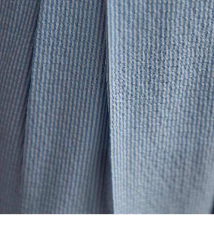 High-end Striped Men's Suit Pants Spring Summer Thin Italian Straight Casual Trousers Blue Paris Buckle Business Trousers