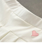 Girls Skirts Jk Pleated Skirt Candy Color Embroidery Love Solid Color Simple Casual Loungewear Outfit Children's Clothes