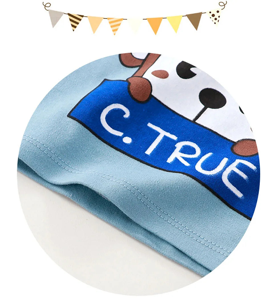 Spring Autumn Sleepwear Kids Comfort Cotton Pajamas Set Durable and Soft Unisex Cartoon Dinosaur for Boy Girl Children Clothes