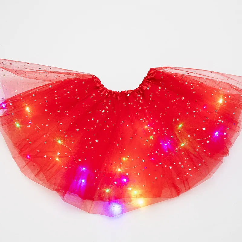 LED Glowing Light Kids Girls Princess Tutu Skirts Children Cloth Wedding Party Dancing Miniskirt Costume Cosplay Led Clothing