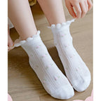 5 pairs of girls' summer thin socks, children's lace butterfly breathable mesh socks