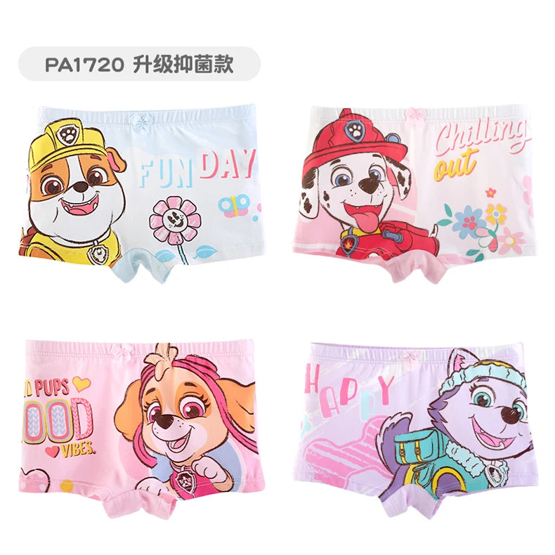 4PCS Genuine Paw Patrol Skye Girl Children Cotton Underwear Printing Panties Kids Short Panties Underpants Girls Briefs Panties