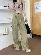 High Waist Wide Leg Workwear Pants Women's Spring 2024 Loose Sun Protection Casual Sports Thin Style Fashionable Trousers