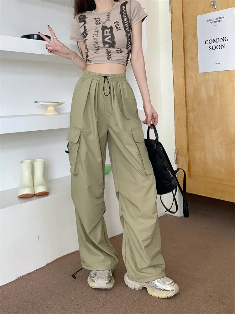 High Waist Wide Leg Workwear Pants Women's Spring 2024 Loose Sun Protection Casual Sports Thin Style Fashionable Trousers