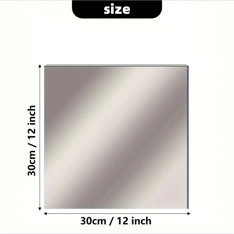 4pcs 20/30cm 3D Self-adhesive Mirror Wall Stickers Thickened  Flexible DIY Art Acrylic Mirror Stickers Living Room Decoration