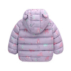 Children Boys Baby Hooded Lightweight Down Jackets Warm Outerwear Autumn Kids Girls Coats Cartoon Dinosaur Print Casual Clothing