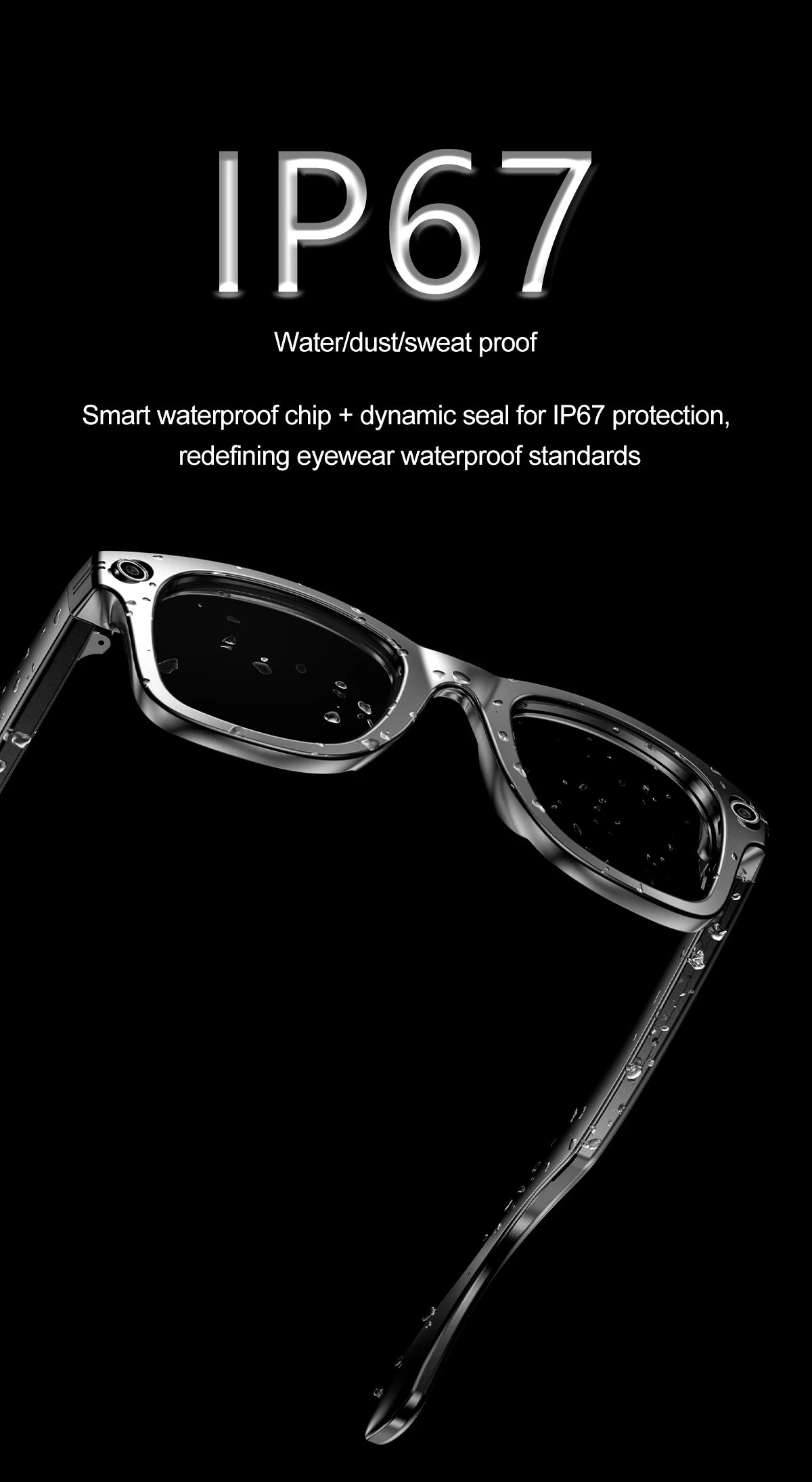 LIGE AI Smart Glasses 720P Camera Video Recorder Bluetooth Call 260mAh Battery Voice Assistant Control Sunglasses For Men Women
