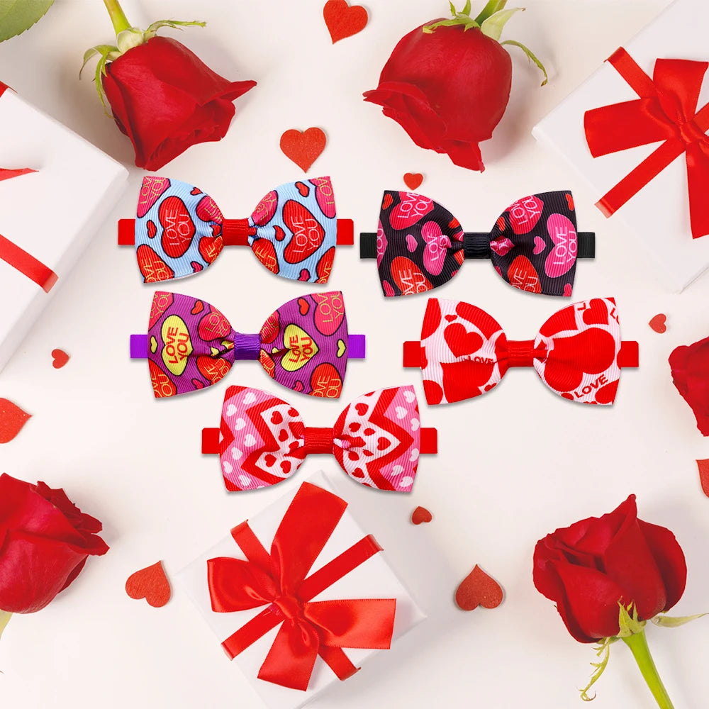 10pc Dog Bow Tie Valentine's Day Dog Grooming Accesories Pink Love Pets Dogs Bowties Neckties Spring  Samll Dog Accessories