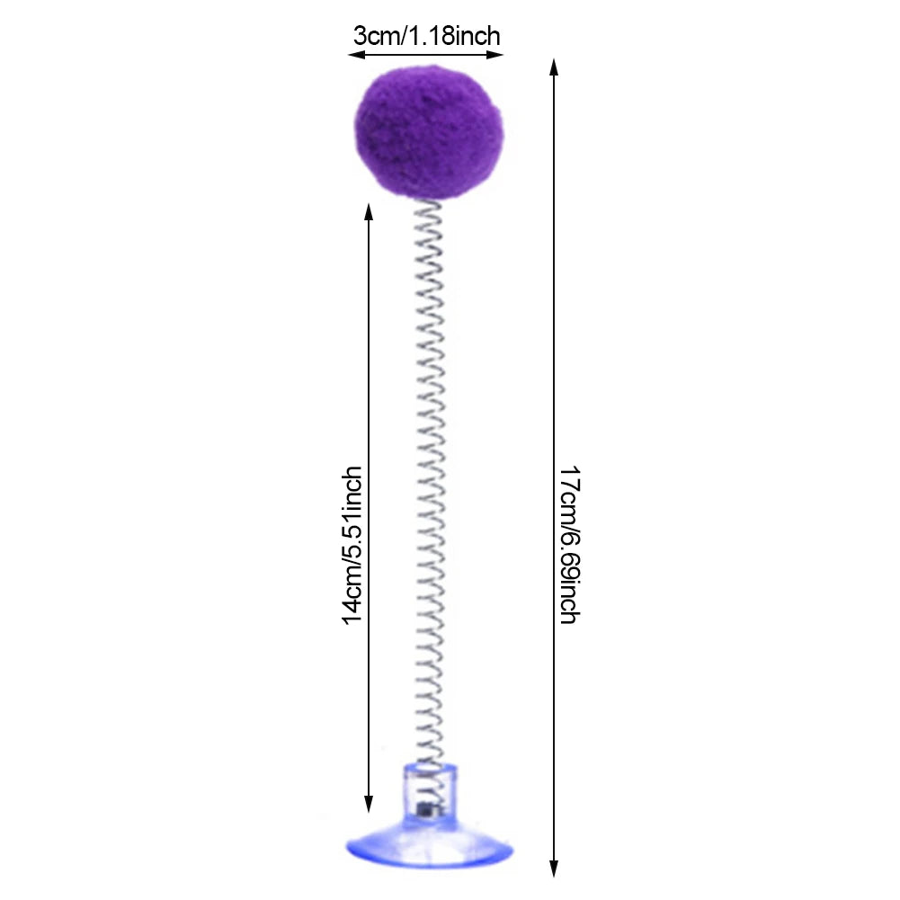 1pc Random Color Cat Feather Spring Ball Toy with Suction Cup Interactive Cat Teaser Wand Cat Toy Cat Scratcher Toy Cat Supplies