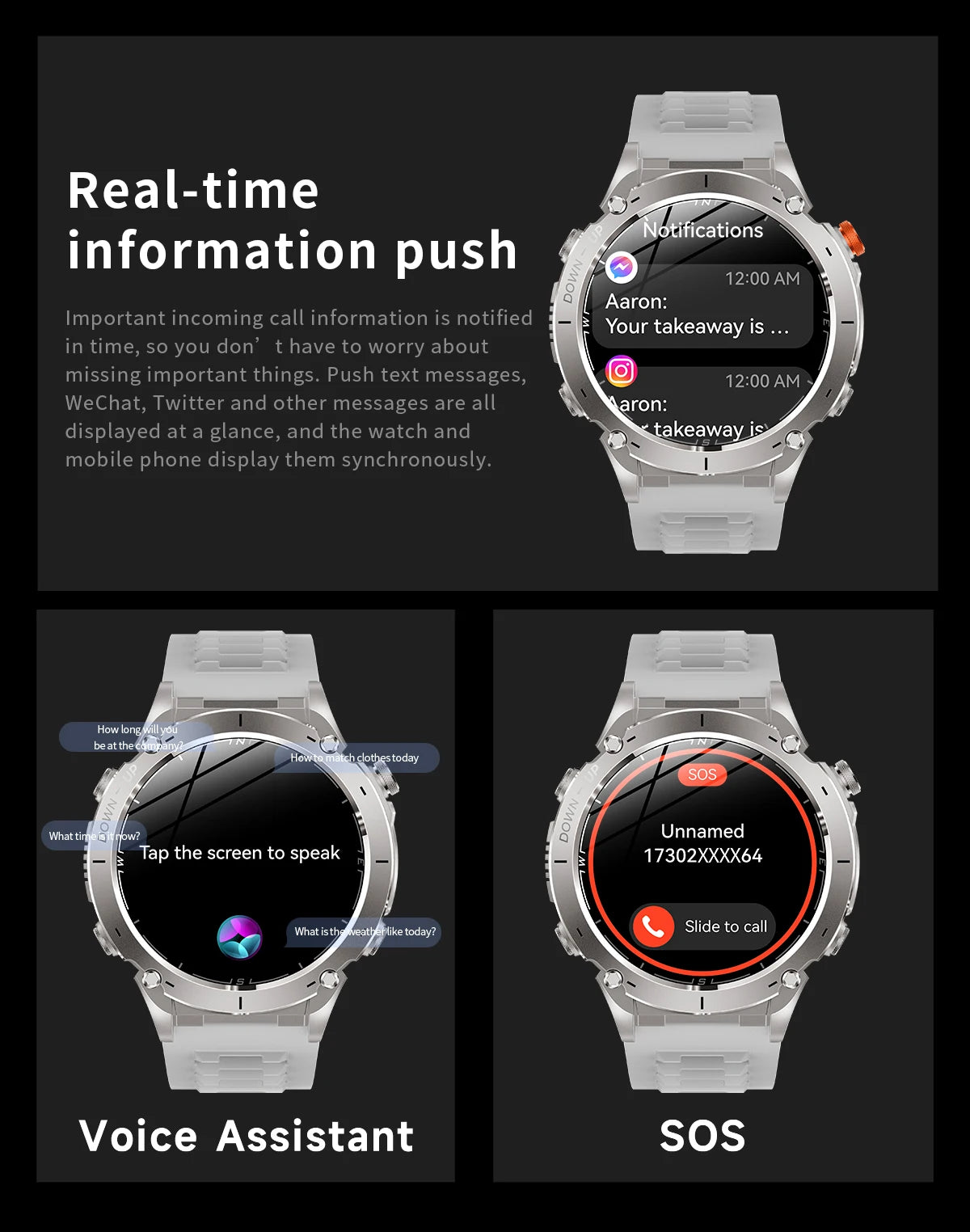 Men New Outdoors Sports Military GPS SmartWatch 10ATM Waterproof 730mAh High Battery Compass NFC HD Call For Huawei Xiaomi Watch
