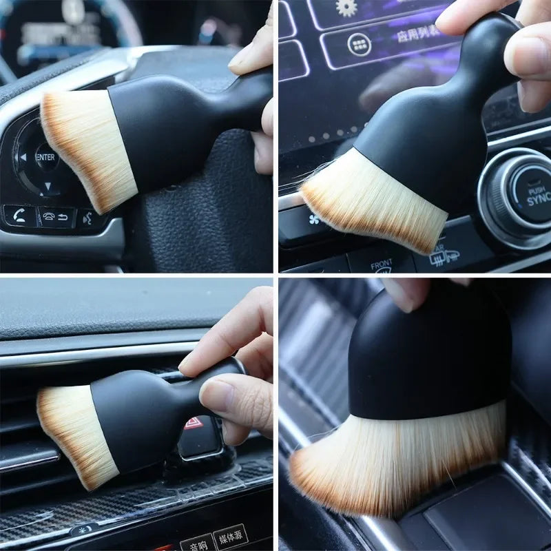 1-2Pcs Soft Cleaning Brush Keyboard Car Air Outlet Cleaning Soft Brush with Shell Car Crevice Dust Removal Brush Cleaning Tools