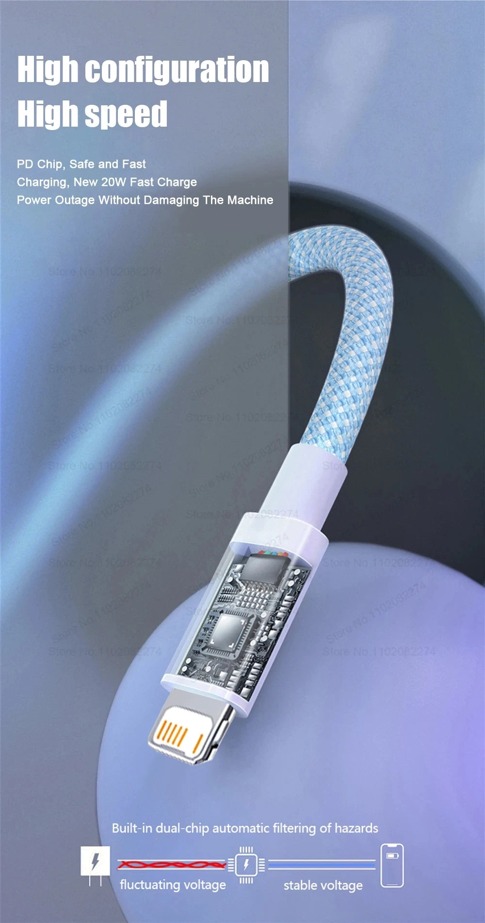 20W USB A to L Color Cable For iPhone 14 13 12 11 Pro XS Max XR XS X SE 8 7 Plus PD Fast Charge Type C Braid Cables Accessories