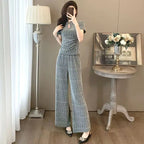 Fashion suit women's summer new style high-end feeling new Chinese style short sleeved top+casual wide leg pants two-piece set