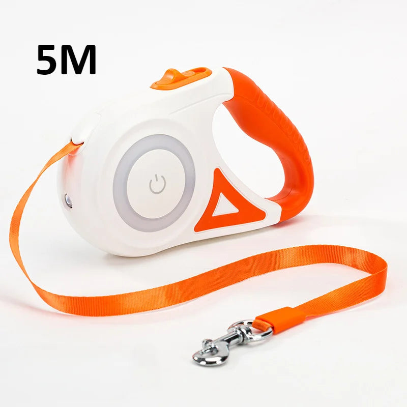 3/5M Automatic Dog Leash Retractable LED Luminous Leading Fashion Light Straps for Dog Puppy Pet Flexi Walking Running Lead