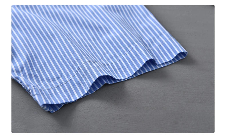 2025 Spring Summer New Casual Striped Cotton Short Sleeve Shirts for Men Clothing Soft Turn-down Collar Shirts DCC03