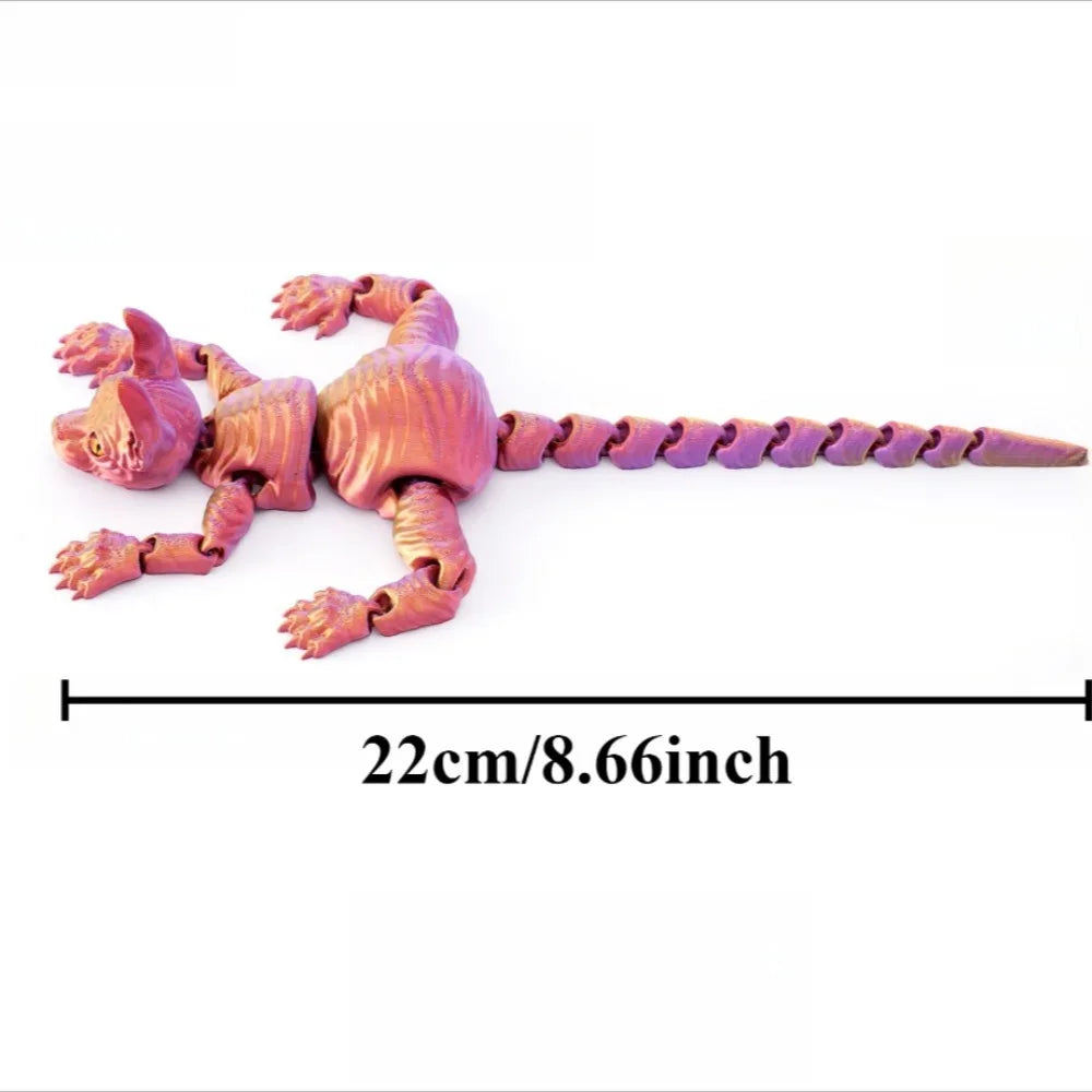3D Printed Sphynx Cat Animals Toy Realistic Hairless Figurine Articulated Cat Fidget Toy for Cat Lover Collector Home Decoration