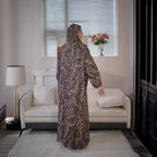 Eid Muslim Women Prayer Dresses Scarf Abayas Leopard Print Long Robe Ramadan Morocco Dubai Kaftan Islam Saudi Vestidos Jalabiya