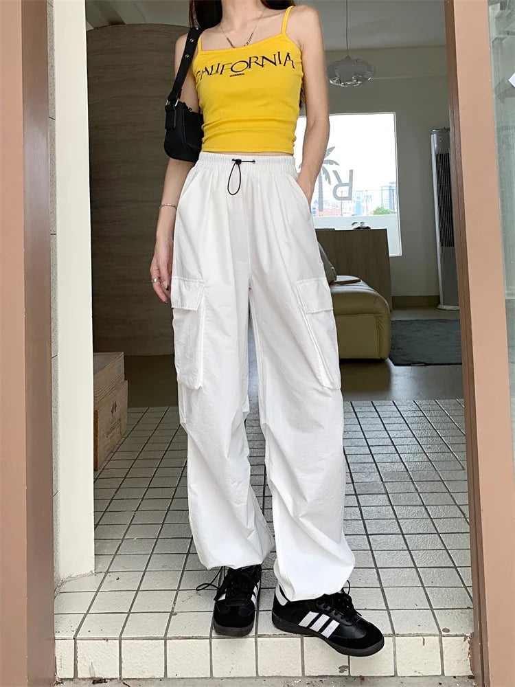 High Waist Wide Leg Workwear Pants Women's Spring 2024 Loose Sun Protection Casual Sports Thin Style Fashionable Trousers
