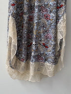 Lace Embroidery Patchwork Women Sling Robe 100% Viscose Floral Skull Wings Printed V-Neck Sleeveless Fashion Ladies Midi Dress