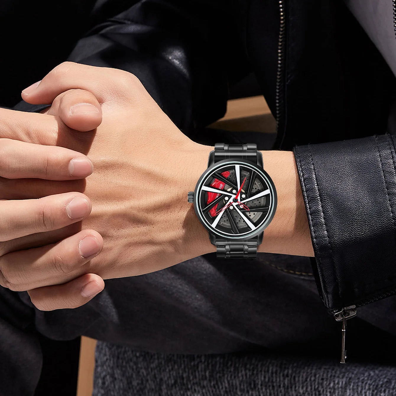 UTHAI CQ324 Fashionable Men watch with wheel clamp design,rotating hollow quartz watch,cool clock gift watches for man