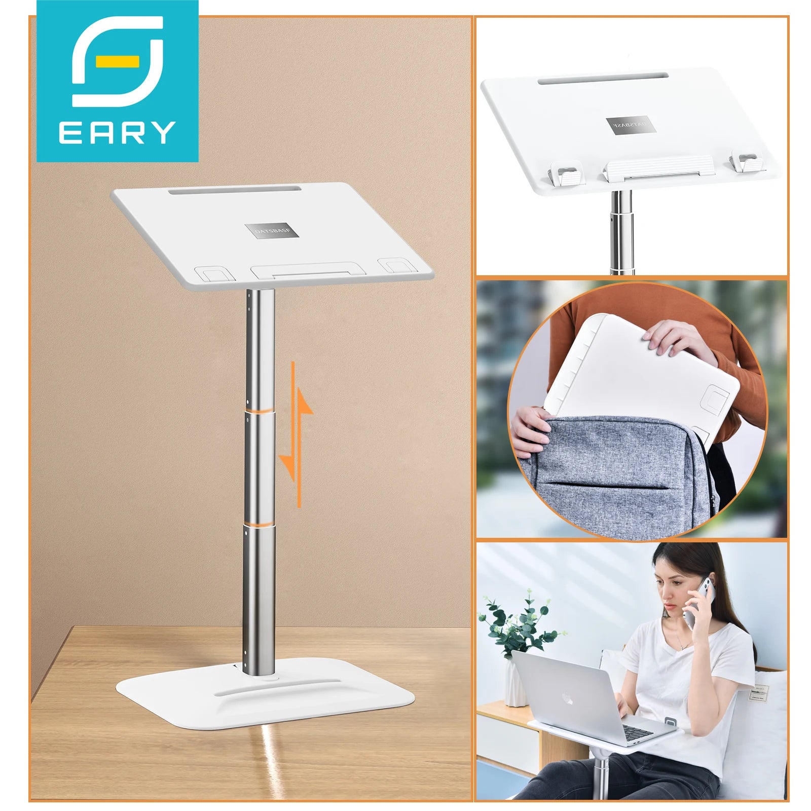 Eary Portable Laptop Stand for Desk Adjustable Height Holder for Macbook Air Pro Stable Stand Gifts for Girls Mom Students Kids
